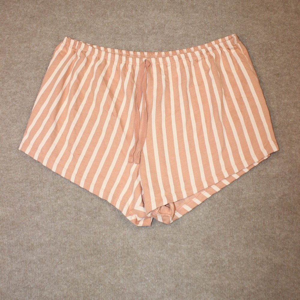 Weekend Soul Womens Striped Lounge Shorts Peach Cream Drawstring XL